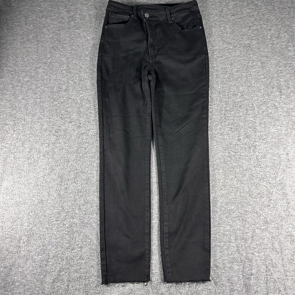 New Risen Jeans Womens 7/28 Black Crossover High Rise Loose Ankle Skinny Stretch